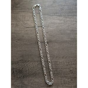 Sterling silver 925 Solid Figaro Necklace 23" length 6.5mm width Lobster claw